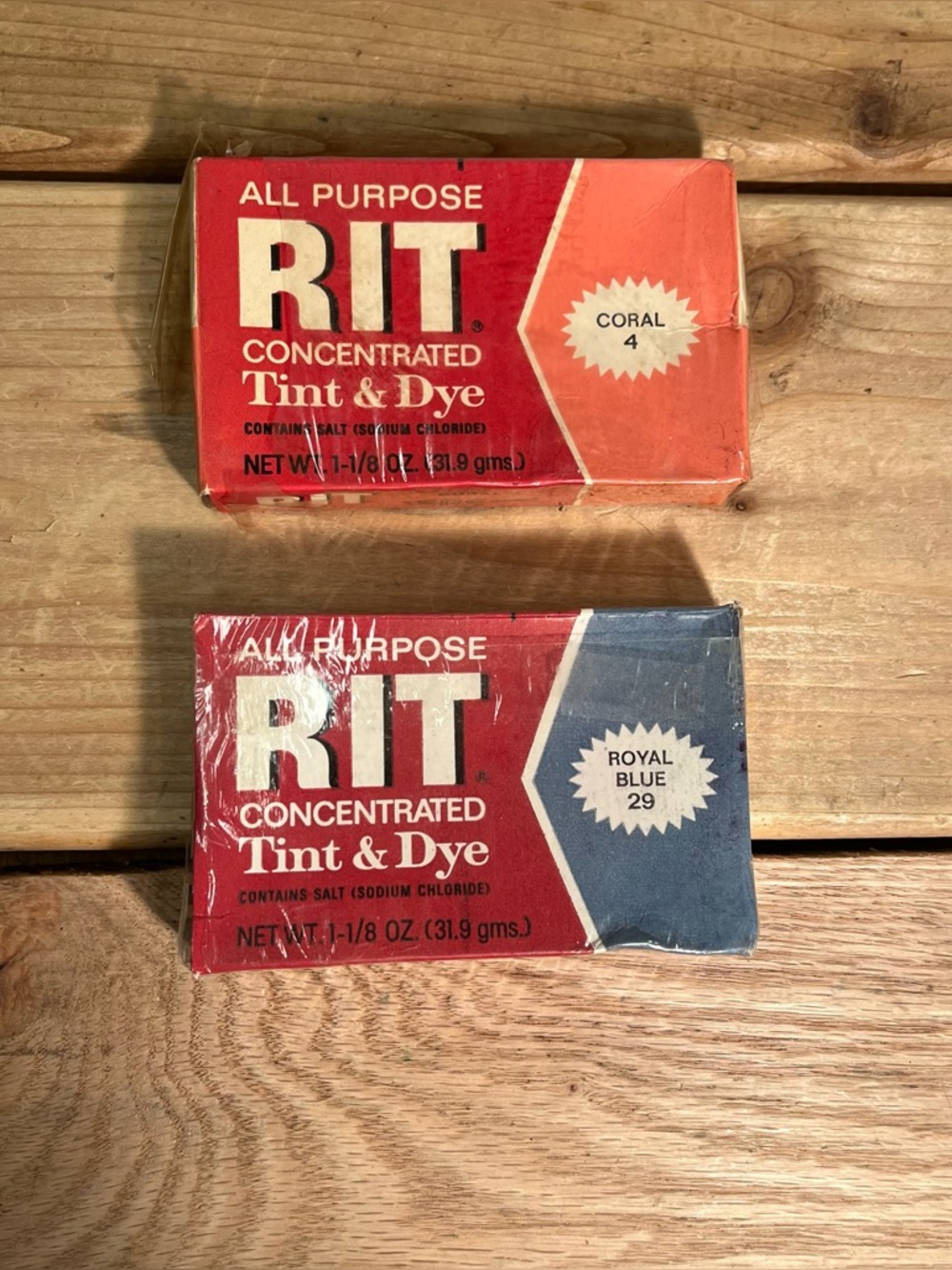 Vintage Rit All Purpose Concentrated Tint and Dye Coral 4 Royal Blue 29 -1 1/8oz
